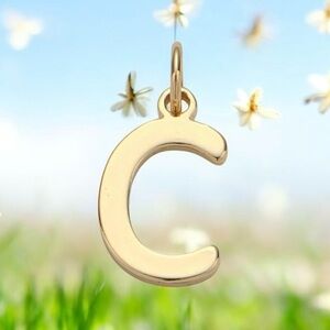 24k Gold Initial C Pendant, 11mm Tall, New “C” Pendant